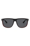 Ray Ban Boyfriend 60mm Flat Top Sunglasses In Black