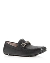 Ferragamo Men's Parigi Woven Leather Gancini Drivers In Black