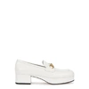 GUCCI 45 white platform leather loafers