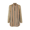 BURBERRY Cut-out detail icon stripe silk oversized shirt