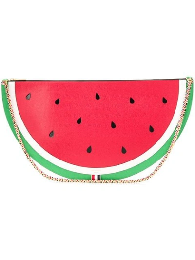 Thom Browne 'watermelon' Ledertasche In Red