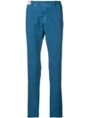 INCOTEX INCOTEX SLIM-FIT TAPERED TROUSERS - BLUE