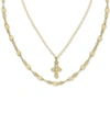 ARGENTO VIVO CROSS DOUBLE LAYERED PENDANT NECKLACE IN GOLD-PLATED STERLING SILVER, 12" + 3" EXTENDER