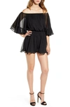 ENDLESS ROSE OFF THE SHOULDER RUFFLE SLEEVE ROMPER,80135D7SR