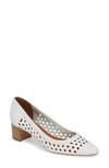 Aquatalia Pasha Woven Leather Block-heel Pumps In White Leather