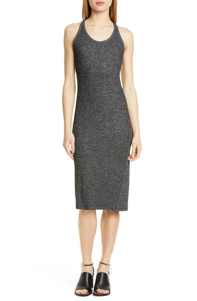 Rag & Bone Clara Torqued Midi Tank Dress In Black Heather