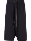 RICK OWENS DRKSHDW DROPPED CROTCH TRACK SHORTS