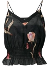 NANUSHKA NANUSHKA FLORAL SHIRRED TOP - BLACK