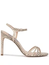 STUART WEITZMAN STUART WEITZMAN STARLA 105' SNAKE SANDALS - WHITE