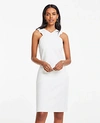 ANN TAYLOR PETITE DOUBLEWEAVE RUFFLE HALTER SHIFT DRESS,503237