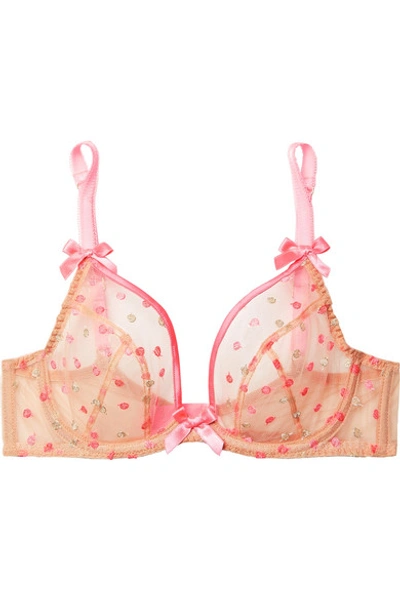 Agent Provocateur Brie Satin-trimmed Embroidered Tulle Underwired Bra In Pink