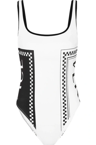 Versace Printed Swimsuit In White