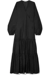 MATIN TIERED SILK AND COTTON-BLEND VOILE WRAP MAXI DRESS