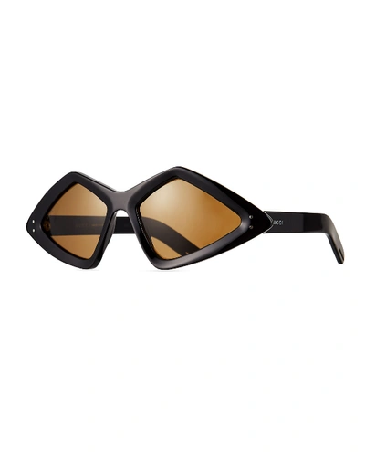 Gucci Men's Geometric Acetate Sunglasses In Black