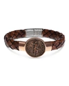 JORGE ADELER MEN'S ANCIENT VIRTUS COIN BRAIDED LEATHER BRACELET,PROD148600231