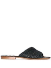 Carrie Forbes Woven Raffia Flat Slide Sandals In Black