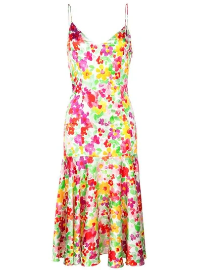 Caroline Constas Floral Mermaid Midi Dress In Multicolour