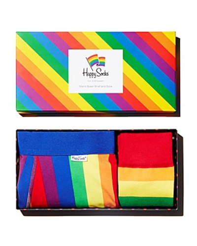 Happy Socks Pride Rainbow Striped Socks & Boxer Briefs Gift Box