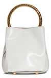 MARNI HAMMERED HANDLE LEATHER BUCKET BAG - WHITE,SCMPU09T18 P1923