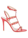 VALENTINO GARAVANI WOMEN'S ROCKSTUD T-STRAP LEATHER SANDALS,0400010359430