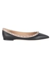 Valentino Leather Ballet Flats Rockstud Embellishment In Black