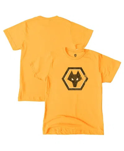 1863fc Kids' Big Boys And Girls Gold Wolverhampton Wanderers Color Badge T-shirt In Yellow