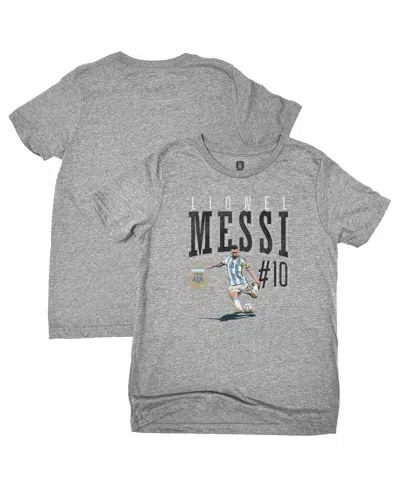 1863fc Kids' Big Boys And Girls Lionel Messi Heather Gray Argentina National Team Snapshot T-shirt