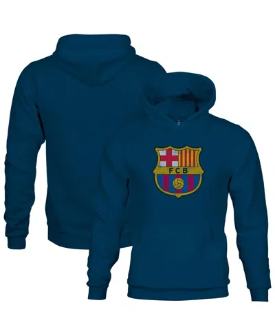 1863fc Kids' Big Boys And Girls Navy Barcelona Color Badge Fleece Pullover Hoodie In Blue
