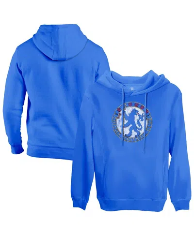 1863fc Men's Blue Chelsea Retro Color Badge Fleece Pullover Hoodie