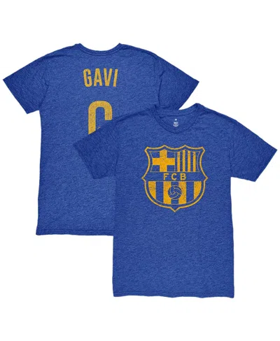 1863fc Men's Gavi Heather Royal Barcelona Player Name Number Twisted Tri-blend Slub T-shirt In Blue