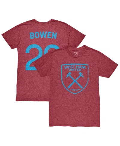 1863fc Kids' Men's Jarrod Bowen Claret West Ham United Player Name Number Twisted Tri-blend Slub T-shirt In Red