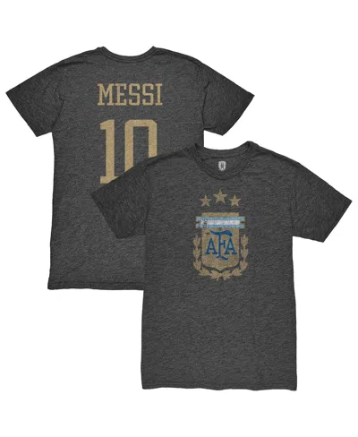 1863fc Men's Lionel Messi Heather Black Argentina National Team Player Retro Tri-blend T-shirt