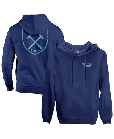 1863fc Men's Navy West Ham United Wordmark Fleece Pullover Hoodie In Blue