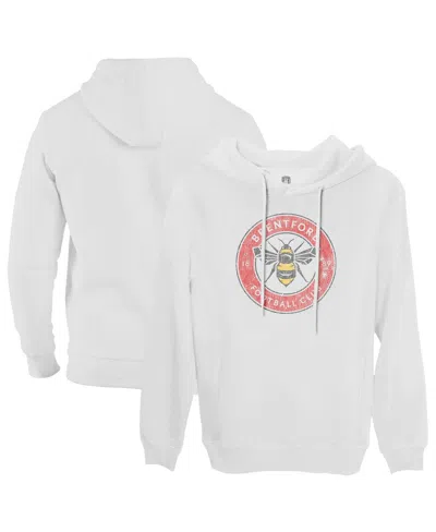 1863fc Men's White Brentford Fc Color Badge Fleece Pullover Hoodie Sweatshirt