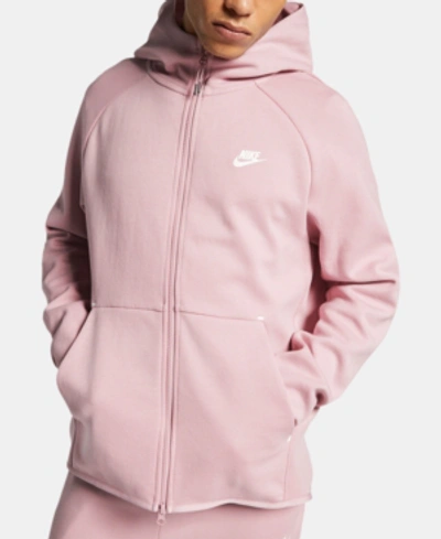 Nike Sportswear Cotton-blend Tech-fleece Zip-up Hoodie In Plum Chalk