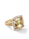 David Yurman Women's Châtelaine® Pavé Bezel Ring With Citrine & Diamonds In 18k Yellow Gold In Champagne Citrine