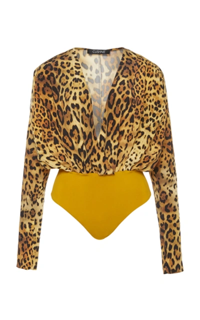 Cushnie Leopard-print Silk-crepe Bodysuit In Animal