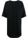 YOHJI YAMAMOTO YOHJI YAMAMOTO OVERSIZED BUTTON-FRONT T-SHIRT - BLACK