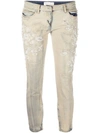 FAITH CONNEXION BEADED EMBROIDERY CROPPED JEANS