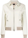 TOM FORD TOM FORD LEATHER BOMBER JACKET - NEUTRALS