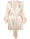 Gilda & Pearl Mia Feather Trim Robe In Neutrals