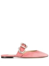 Jimmy Choo Gee Flat Candyfloss Suede Flat Sandal With Jewelled Buckle In Pink