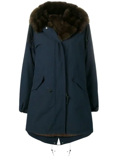 Liska Fur Lined Parka Coat - 蓝色 In Blue