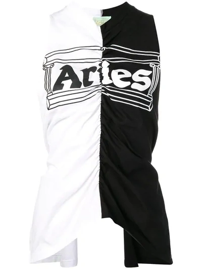 Aries Logo Waistcoat Top In Black