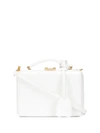 Mark Cross Mini Grace Croc-embossed Leather Crossbody Box Bag In White