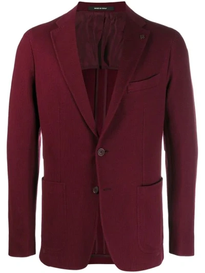 Tagliatore Jersey Button Blazer In Red