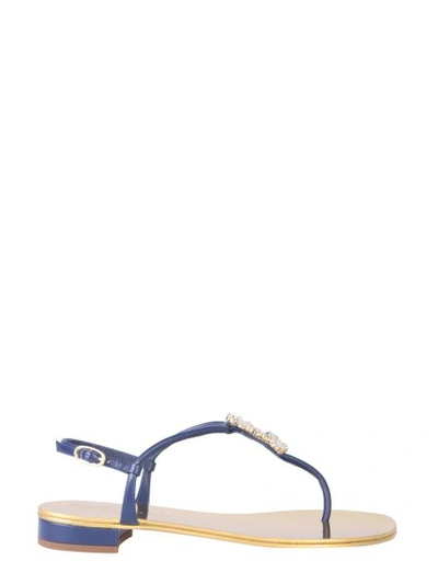 Giuseppe Zanotti Crystal Anchor Flip-flops In Blue