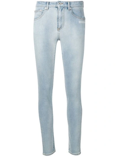 Off-white Embroidered Details Skinny Jeans In Azzurro