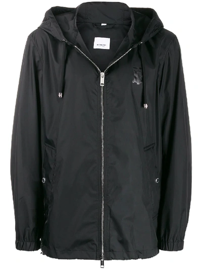 Burberry Monogram Motif Hooded Jacket In Black