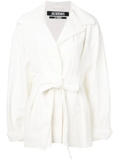 Jacquemus Oversized Wrap Belted Coat - 白色 In White